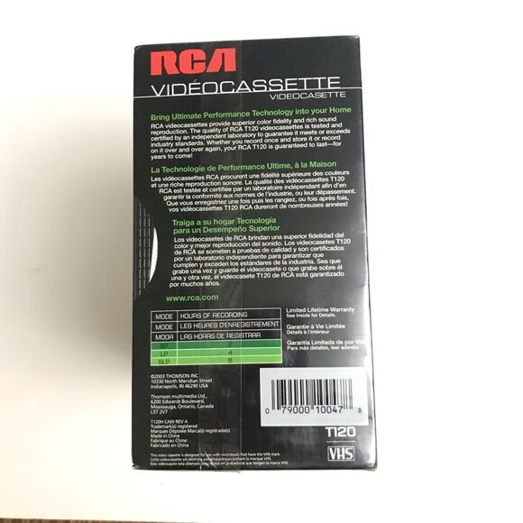 RCA Pack of 10 Blank Videocassettes T120 6 Hour Sealed Vintage - Picture 2 of 4